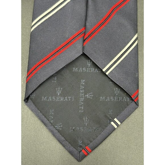 Maserati Club Repp Tie 60" Regimental Trident Logo Luxury Supercar ITALY GUC - Picture 5 of 8
